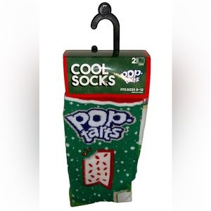 Pop Tarts Crew Socks 2 Pair Men 8-12 Green Blue Pink White w Logo NEW Christmas